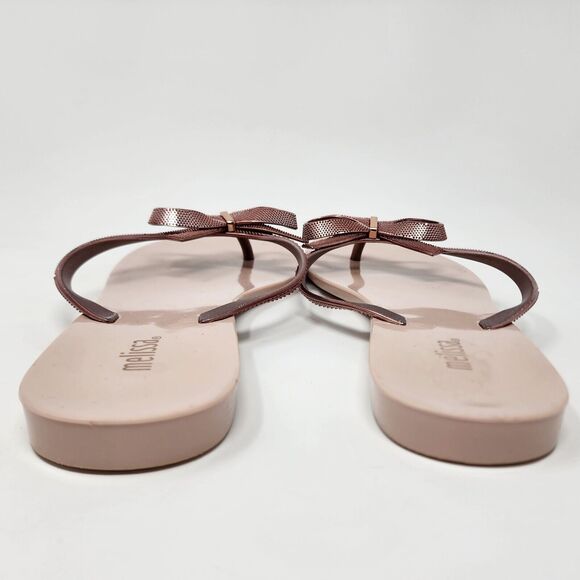 Melissa Harmonic Chrome II Flip Flop Metallic Pink Rose Bow, Jelly Sole US 9 EUC - Picture 8 of 10
